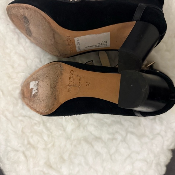 Jimmy Choo 65mm Hartley Black Studded Accents Suede Bootie Pumps EU37 - Picture 9 of 10